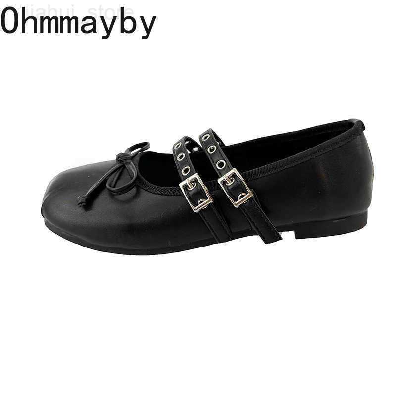 Square Toe Butterfly-knot Women Mary Jane Shoes Ladies Soft Sole Dress Flats Casual Street Style Ballet Shoes H260314