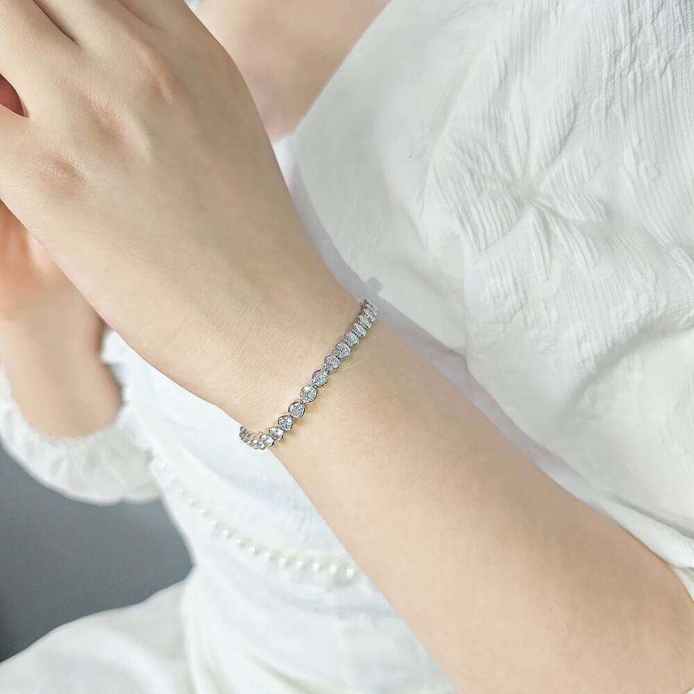 New Arrival 4mm Luxury Round Silver Color on Hand Bracelet Bangle for Women Anniversary Gift Jewelry Bulk Sell Moonso S5773 Z260313