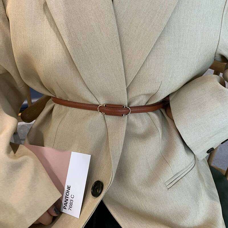 Fashion Genuine Leather Skinny Women's Gold Color Alloy Buckle Adjustable Slim Soft Belts corset belt for women Z260226