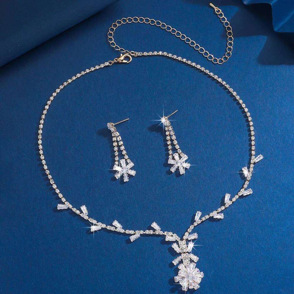 3PC Women's Fashion Geometric Flower Necklace Earrings Jewelry Set Suitable for Wedding, Party, Festival Gifts-8518 Z260313