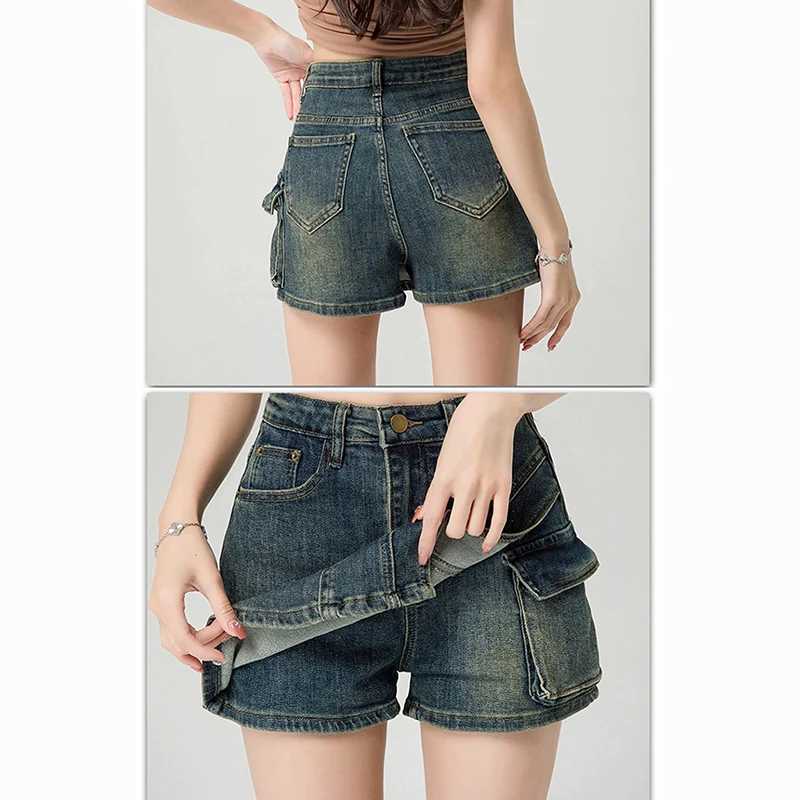 Summer Women Retro Blue High Waist Culottes Lady Thin Wrap Hip A-line Mini Jeans Skirts s Fashion Skinny Denim Dress M260314