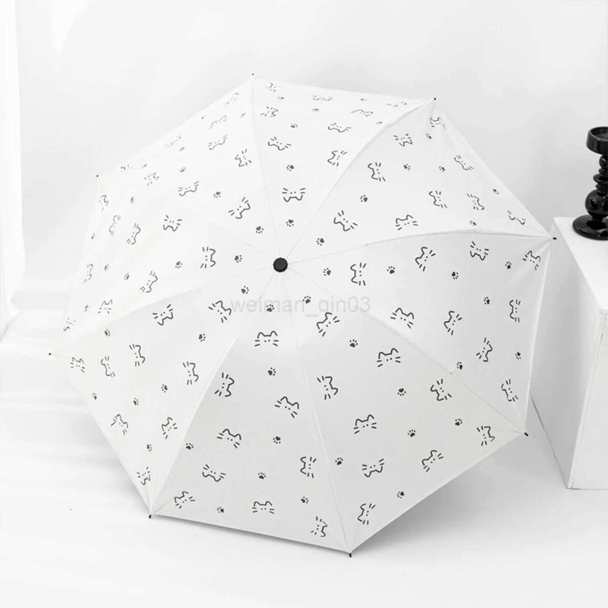 Healing Cat Umbrella Fully Automatic Travel Umbrella Womens Umbrella Sunshade Umbrella Portable Outdoor Waterproof Ultra Light H260314