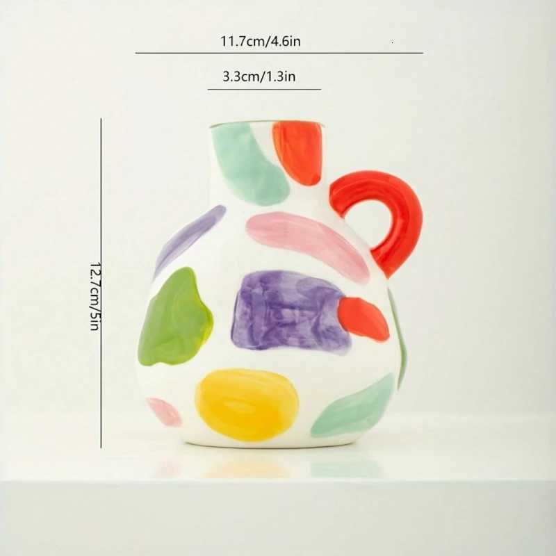 Modern Geometric Ceramic Vase Luxury Home Decor with Dazzling Dopamine Colors Stylish Flower Arrangement for Living Room Y260314