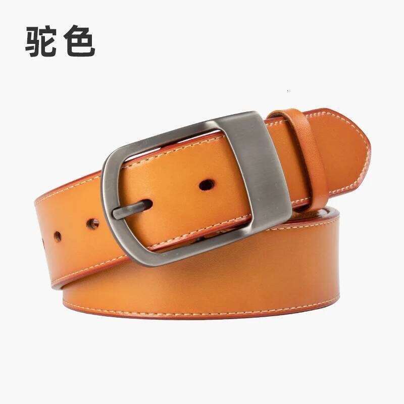 Advanced simple cowhide Japanese retro versatile genuine leather men's belt pin buckle Z260226