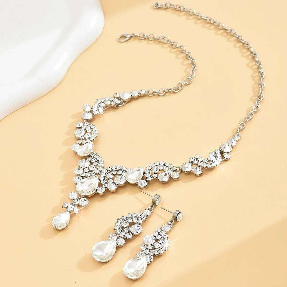 3PC Women's Fashion Geometric Water Drop Necklace Earrings Jewelry Set Suitable for Wedding, Party, Festival Gifts-8023 Z260313