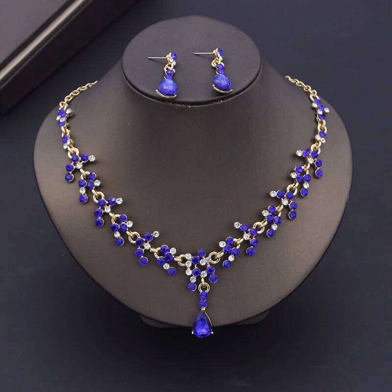 Luxury Purple Crystal Bridal for Women Earring Wedding Choker Necklace Set Bride Jewelry Sets Accessories Z260313