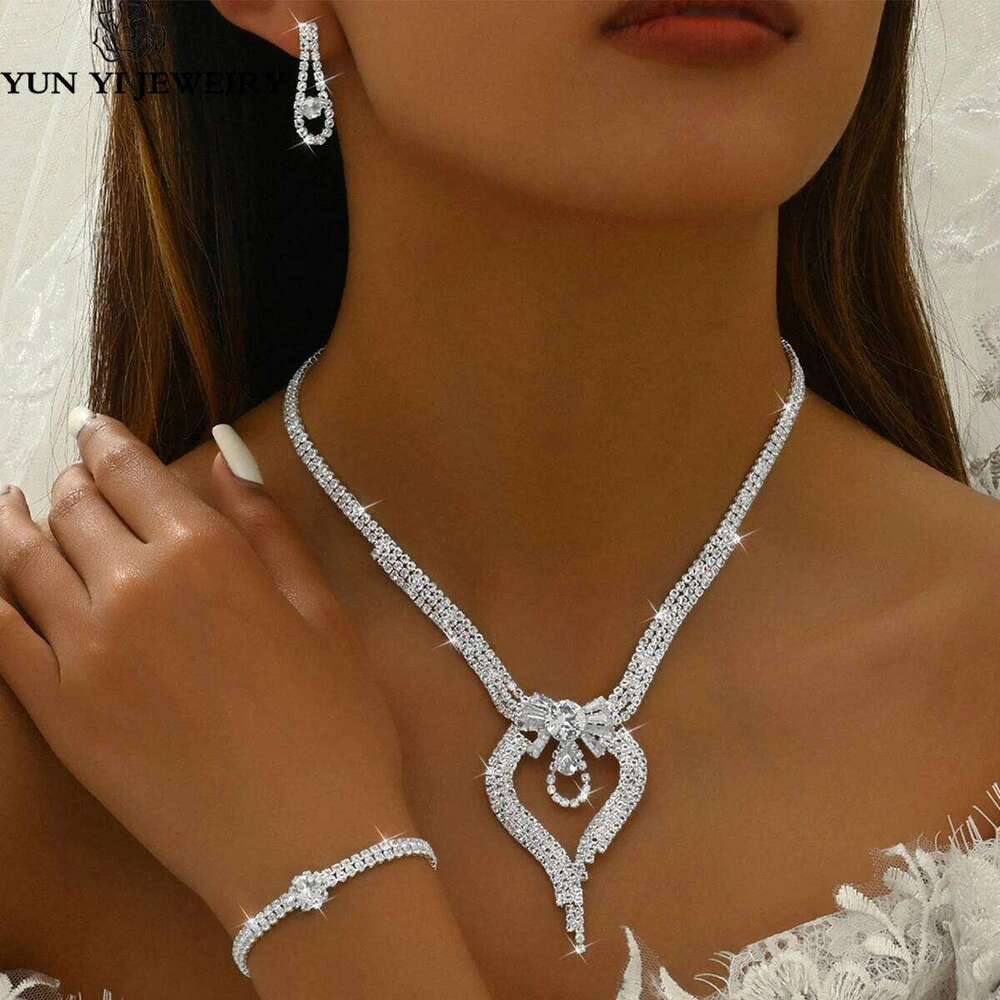 Wholesale Cross border Fashion Trend Necklace Earrings Bracelet Ring Bridal Jewelry Bare Diamond Set Z260313