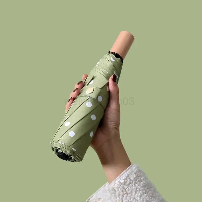 Retro Sun UV Umbrella for Women Black Glue UV UPF50 Protection Parasol Windproof Wooden Handle Folding Rain Umbrellas H260314