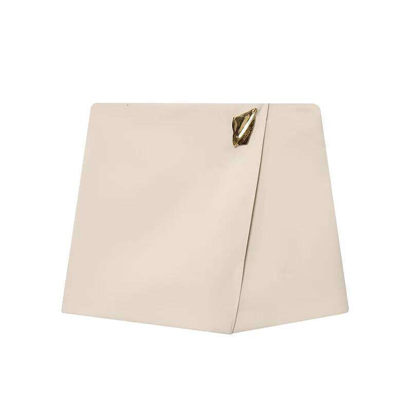 Autumn New Women's Short 2025 French Minimalist Style High Waist Asymmetric Metal Decorative Casual Mini Skirts Shorts Z260314