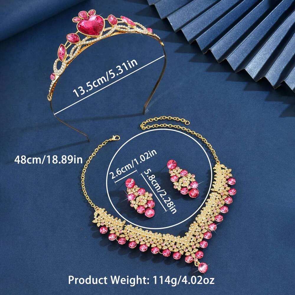 Ladies' Fashion Design Crown Necklace Earrings Jewelry Set Suitable for Wedding, Party, Festival Gifts Z260313