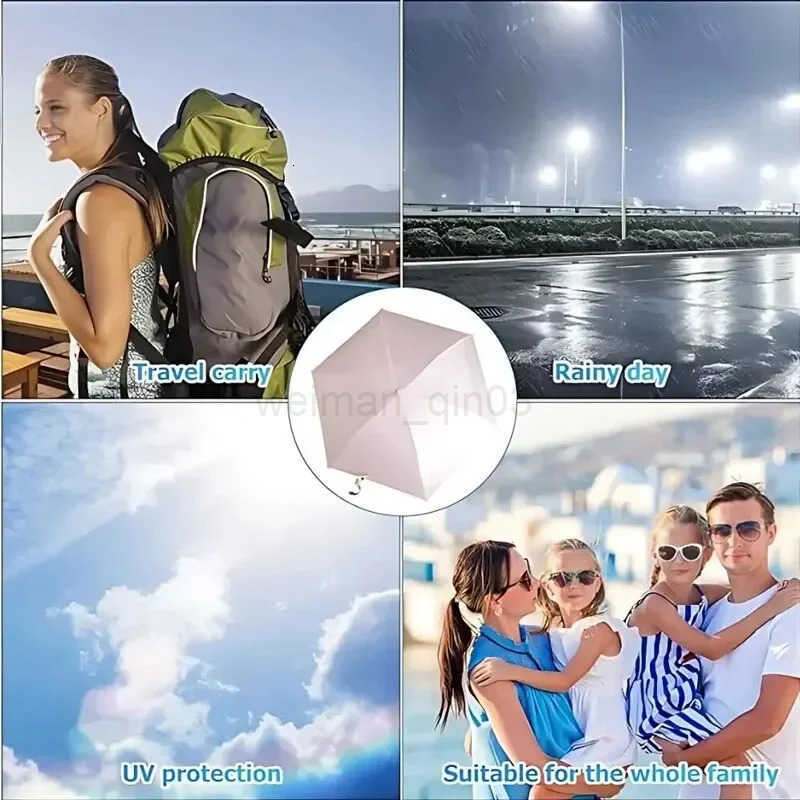 Multicolor 6-Ribs Ultra-Light Folding Travel Umbrella Compact Pocket-Sized Windproof Rainproof with Capsule Case H260314