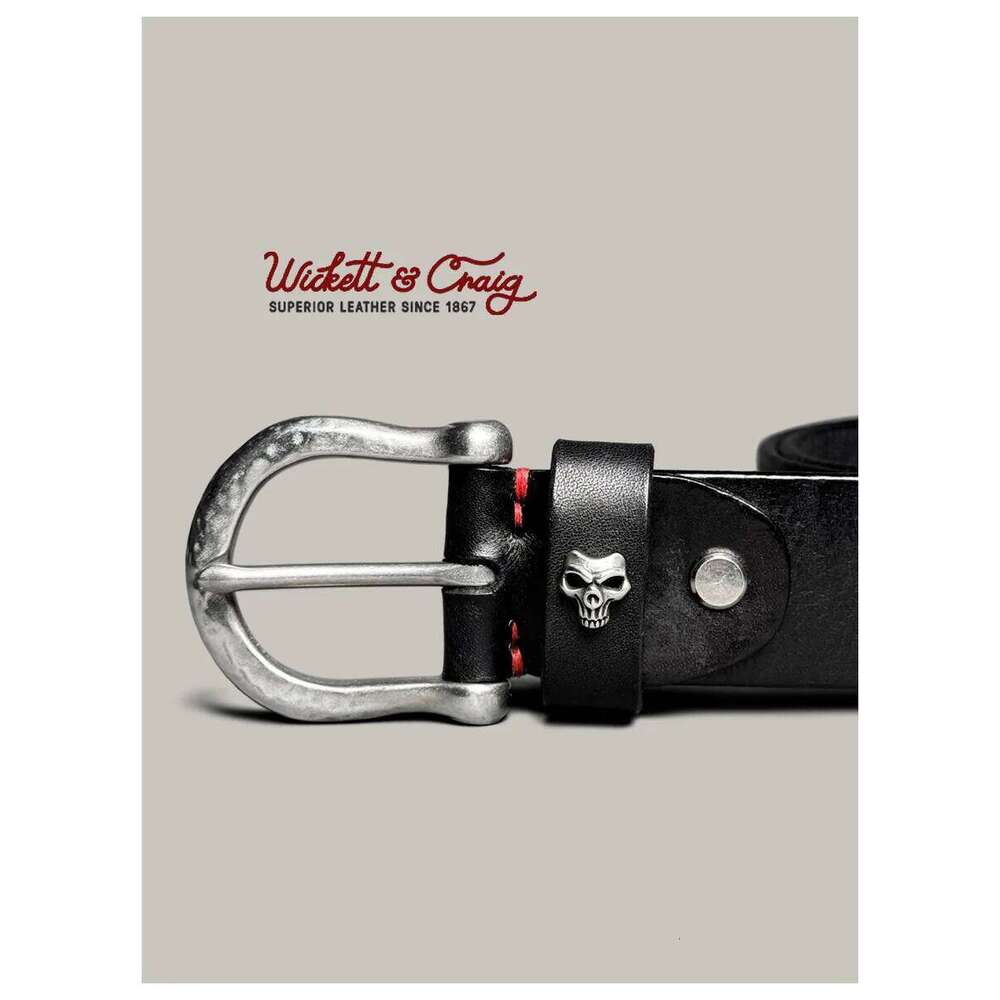 Japanese handmade men's leather denim casual Hong Kong style retro hammer steel buckle first layer cowhide belt Z260226