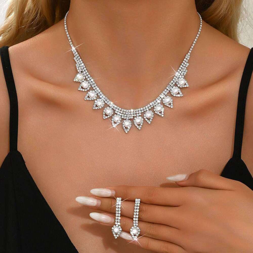 4PC Women's Fashion Trend Copper Claw Chain Pearl Necklace Earrings Bracelet Jewelry Set Wedding Banquet Party Festival Gift Z260313