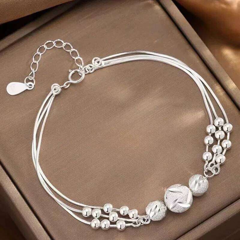 Fine 925 Sterling Silver Lucky Beads Bracelets For Women Luxury Multilayer Adjustable Bracelet Wedding Jewelry Gift Z260313