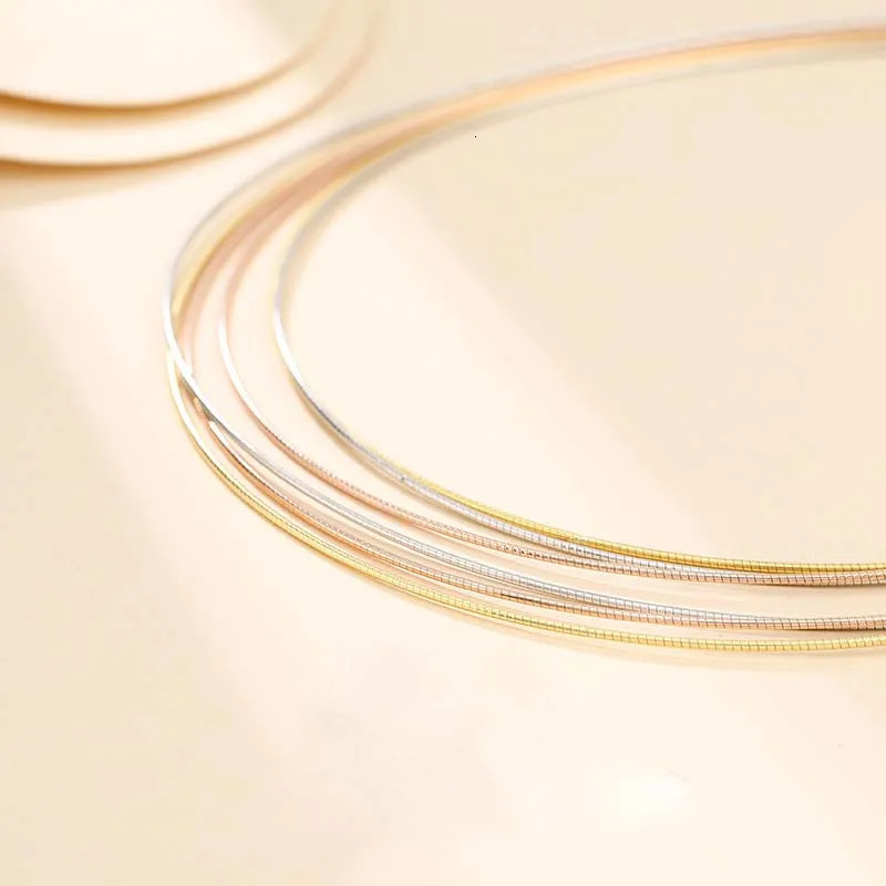 Genuine Pure Solid 925 Sterling Silver Necklace for Women Punk Rock Rose Gold Snake Chains Jewelry Female Necklaces Choker 260312