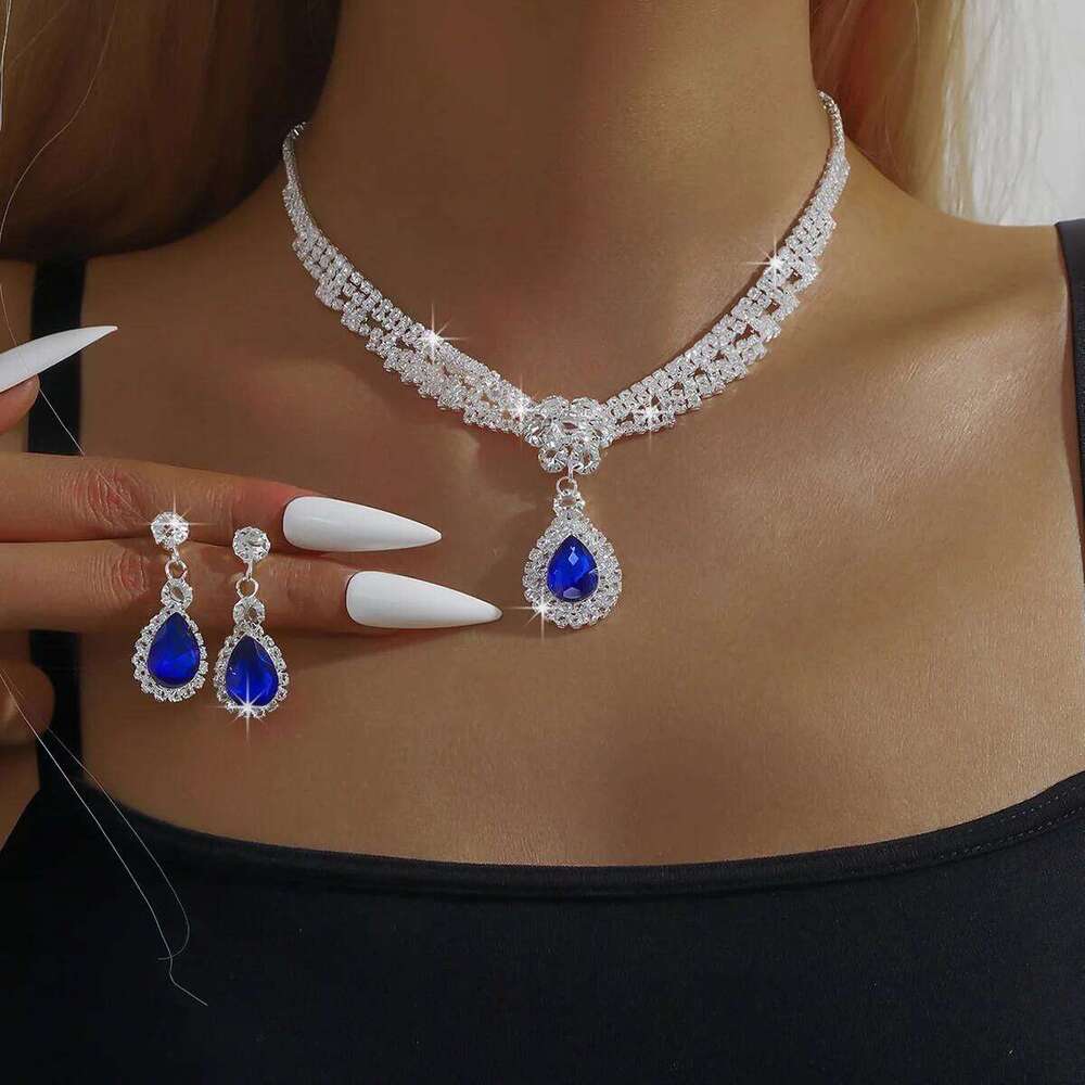 3PC Women's Fashion Copper Claw Chain Temperament Water Drop Necklace Earrings Jewelry Set Wedding Banquet Party Holiday Gift Z260313
