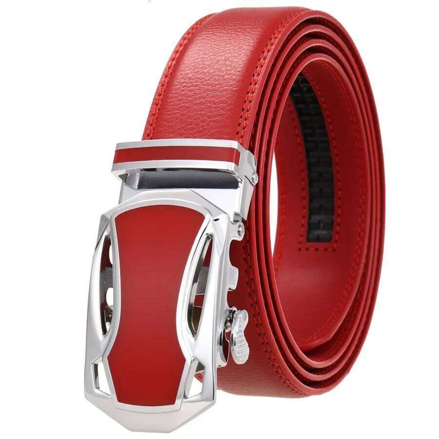 Red Color 3.5cm Width Cow Leather Strap High Quality Automatic Buckle for Men Brand Luxury Belts Man B995 Z260226