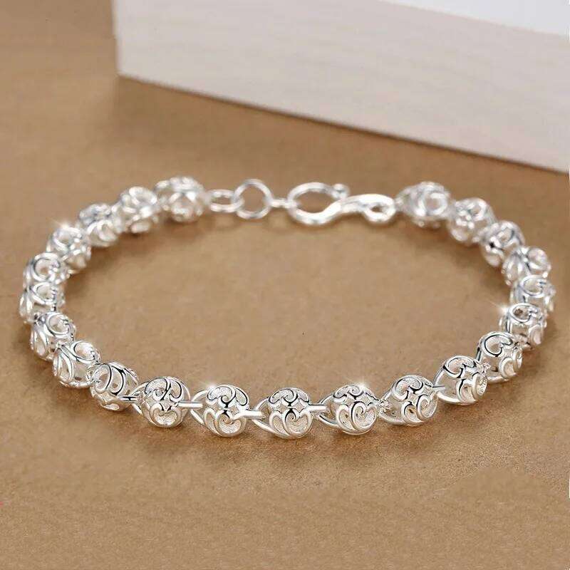 New 925 Sterling Silver Ball For Women Luxury Hollow Bead Adjustable Charm Bracelets Party Fine Jewelry Gifts Z260313