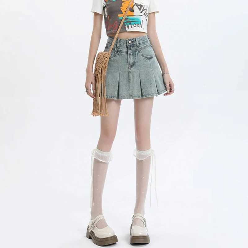 Summer Lady Korean Sweet Ins High Waist Denim Skirts Women Fashion Designer Thin Mini Jeans Skirts s Fashion Blue Dress M260314