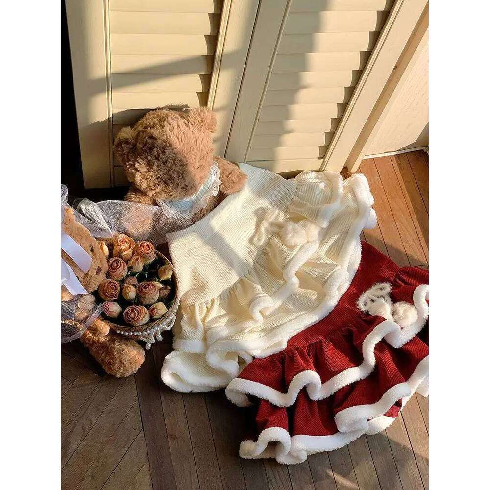 2026 Spring Beige Knit Skirt New Retro Ballet Knitted Ruffle Edge High Waist Slimming A-line Short Skirts Women Japanese Kawaii Z260314