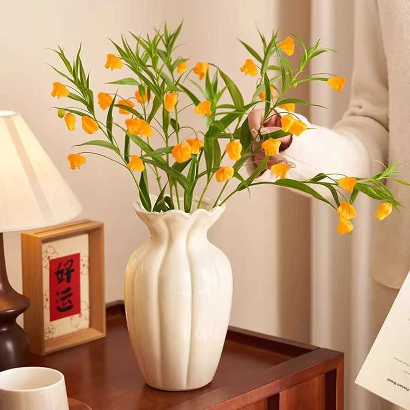 Ceramics Vase Flower Vase Decorations Home Desk Accessories Nordic Vases for Flowers Bottle Room Decor Office Accessories Y260314