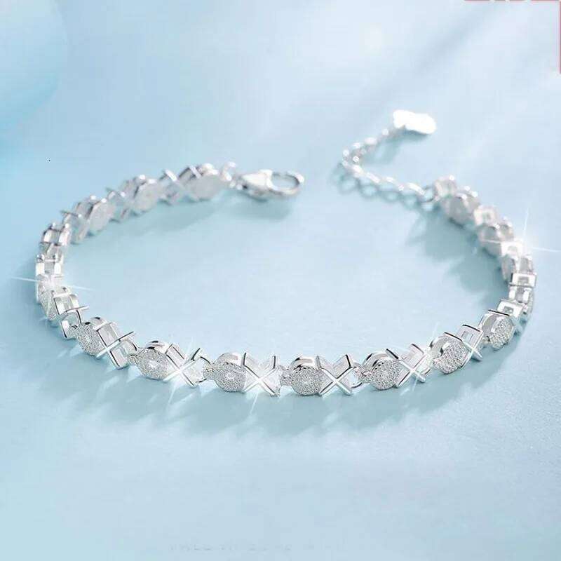 Luxury 925 Sterling Silver Chain Bracelets For Women Fashion Vintage Geometric XO Shape Adjustable Bracelet Wedding Jewelry Gift Z260313