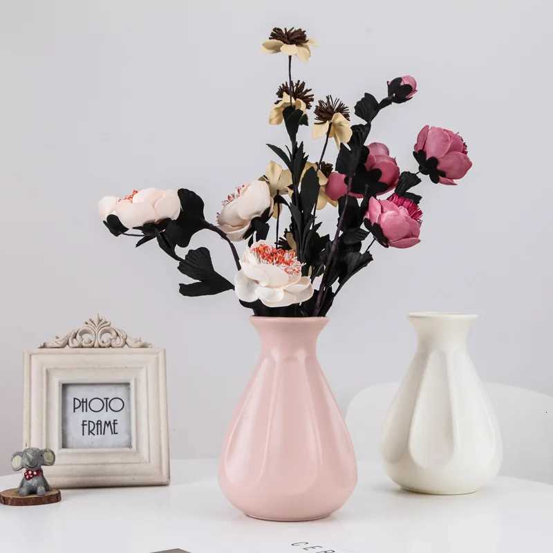 Nordic Plastic Vase Simple Small Fresh Flower Pot For Flowers Modern Home Wedding Decorations Ornaments Table Centerpiece Y260314