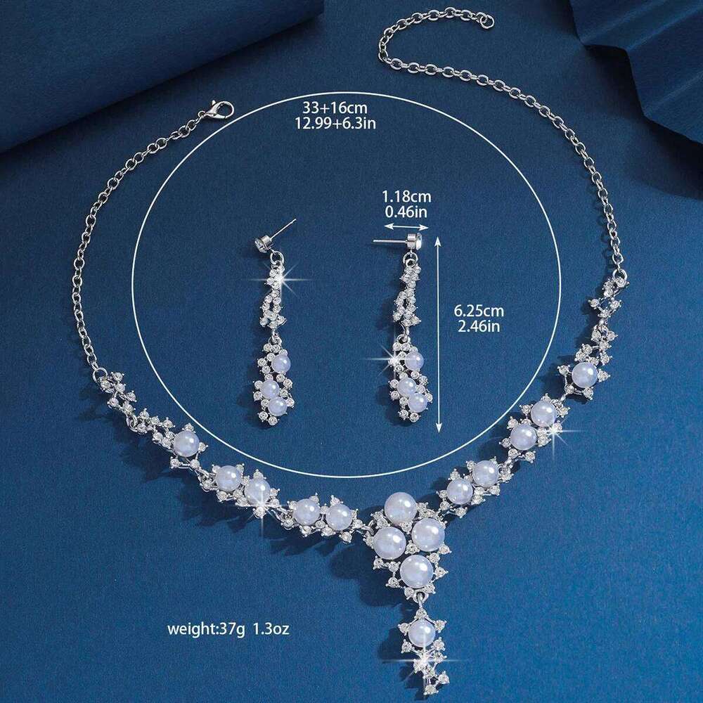 3PC Women's Fashion Imitation Pearl Necklace Earrings Jewelry Set Suitable for Wedding, Party, Festival Gifts Z260313