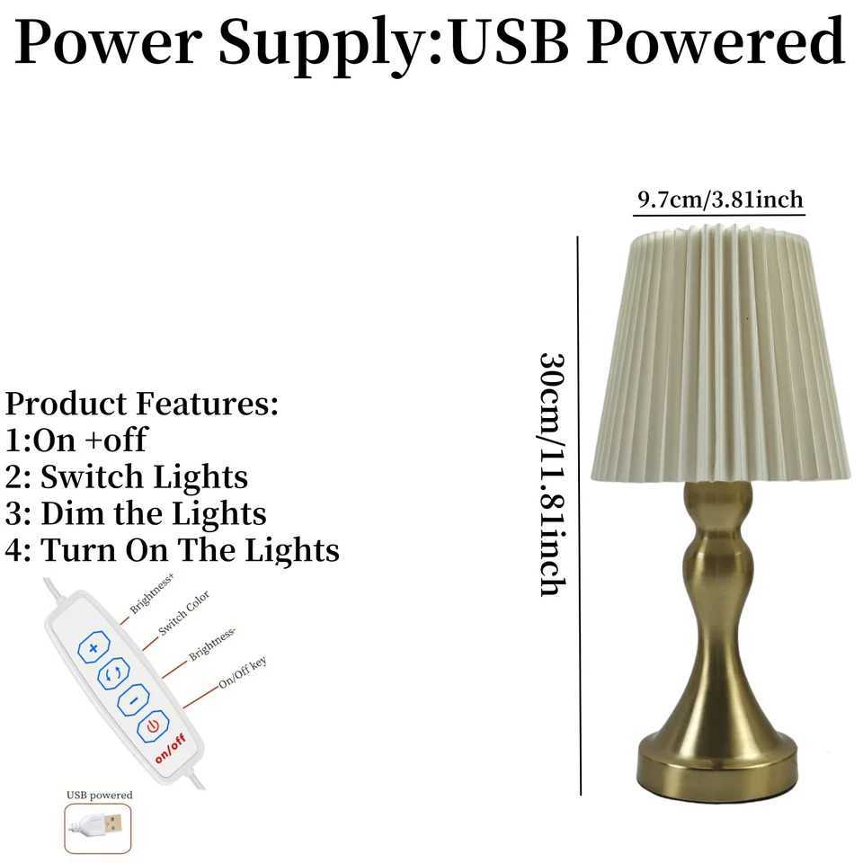 1 USB-powered LED folding light with aluminium alloy metal base - modern Nordic style dimmable night light for bedroom desk dec Y260314