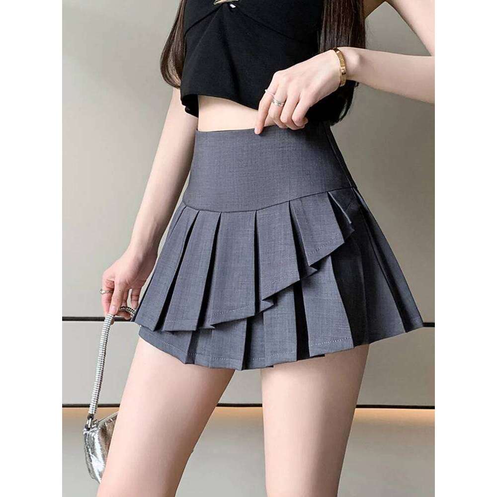 Preppy Style Summer Irregular Pleated Short Skirt For Women 2024 High Waist Casual School Sweet Mini Skirts With Ruffles Z260314