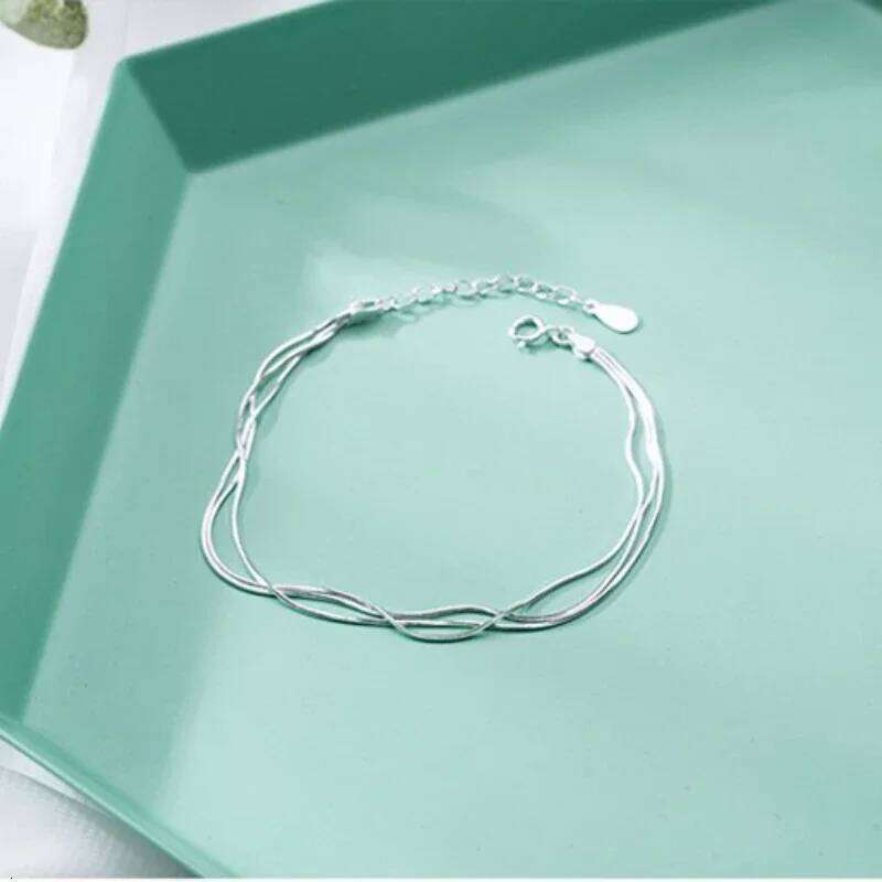 Simple Layer Bracelets Korean Jewelry Hot Fashion 925 Sterling Silver Bracelet for Women Z260313