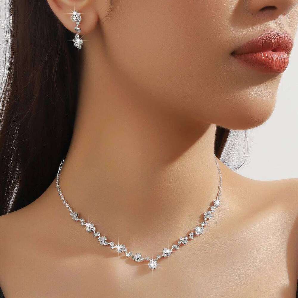 Women Fashion Necklace Earrings Set Rhinestone Wedding Accessories Bridal Lady Dangle Earring Pendant Elegant Jewellery Sets Z260313