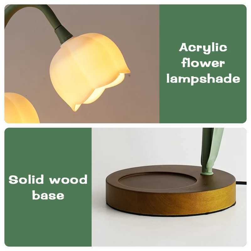 New Romantic Tulip Shaped Bedside Lamp with Warm Lighting for Master Bedroom Elegant Home Atmosphere Lamps French Night Light Y260314