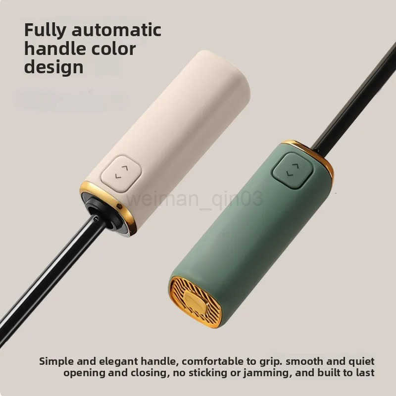 10 Bone Black Glue Fully Automatic Umbrella with Thick and Durable Keel Three Fold Umbrella UV Resistant Folding Beach Umbrella H260314