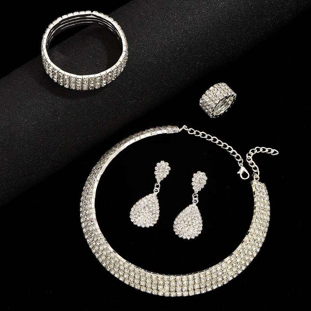 5PC Women's Fashion Copper Claw Chain Multi row Necklace Earrings Bracelet Ring Jewelry Set Wedding Banquet Party Holiday Gift Z260313