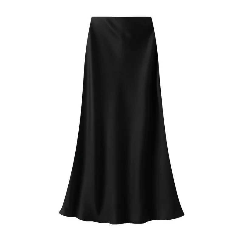 Temperament Elegant Satin Fishtail Skirt Mujer Faldas Vintage Maxi Skirts Women Party Wear Vestido De Festa Fashion Clothes M260314