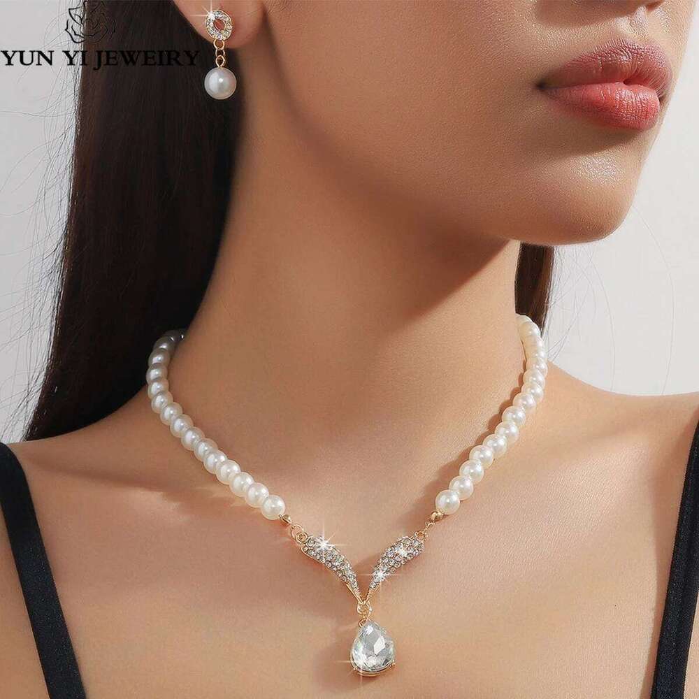 3PC Women's Fashion Imitation Pearl Series Geometric Water Drop Necklace Earrings Jewelry Set Party Festival Gift Z260313