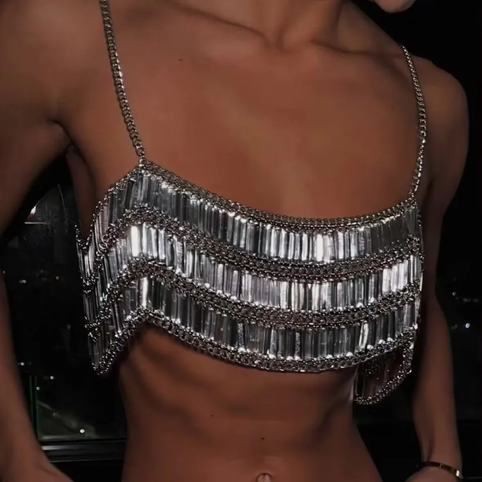 Arrival Acrylic Sequins Handmade Choker Necklace Multilayer Patchwork Girl Body Chain Nightclub Party Layered Top 260310