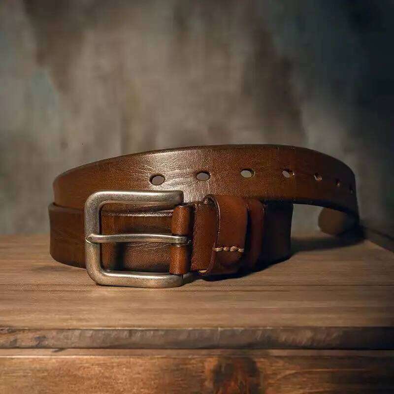 Top genuine leather belts for men luxury high quality Retro casual style buckle vintage cowboy male belt 2021 Z260226
