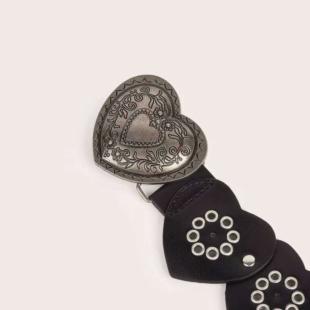 Trend Love Heart Wide Leather Luxury Design Vintage Waist Strap Versatile Hollowed Belt Z260226