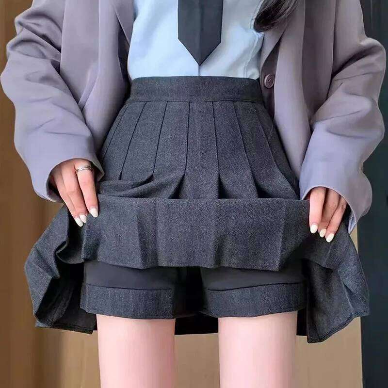 College Style Pleated for Women 2025 Autumn Winter High Waisted Thicken Woolen Skirt Female All-Match Casual Y2K Skirts Z260314
