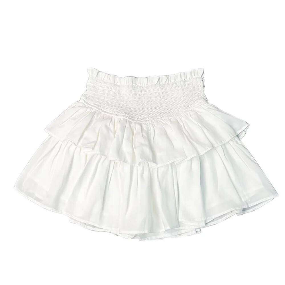 Spring Cake Pleated Skirts for Women White new Short Summer Korean Ruffled Elastic Waist Anti Glare A-line Mini Skirt Z260314