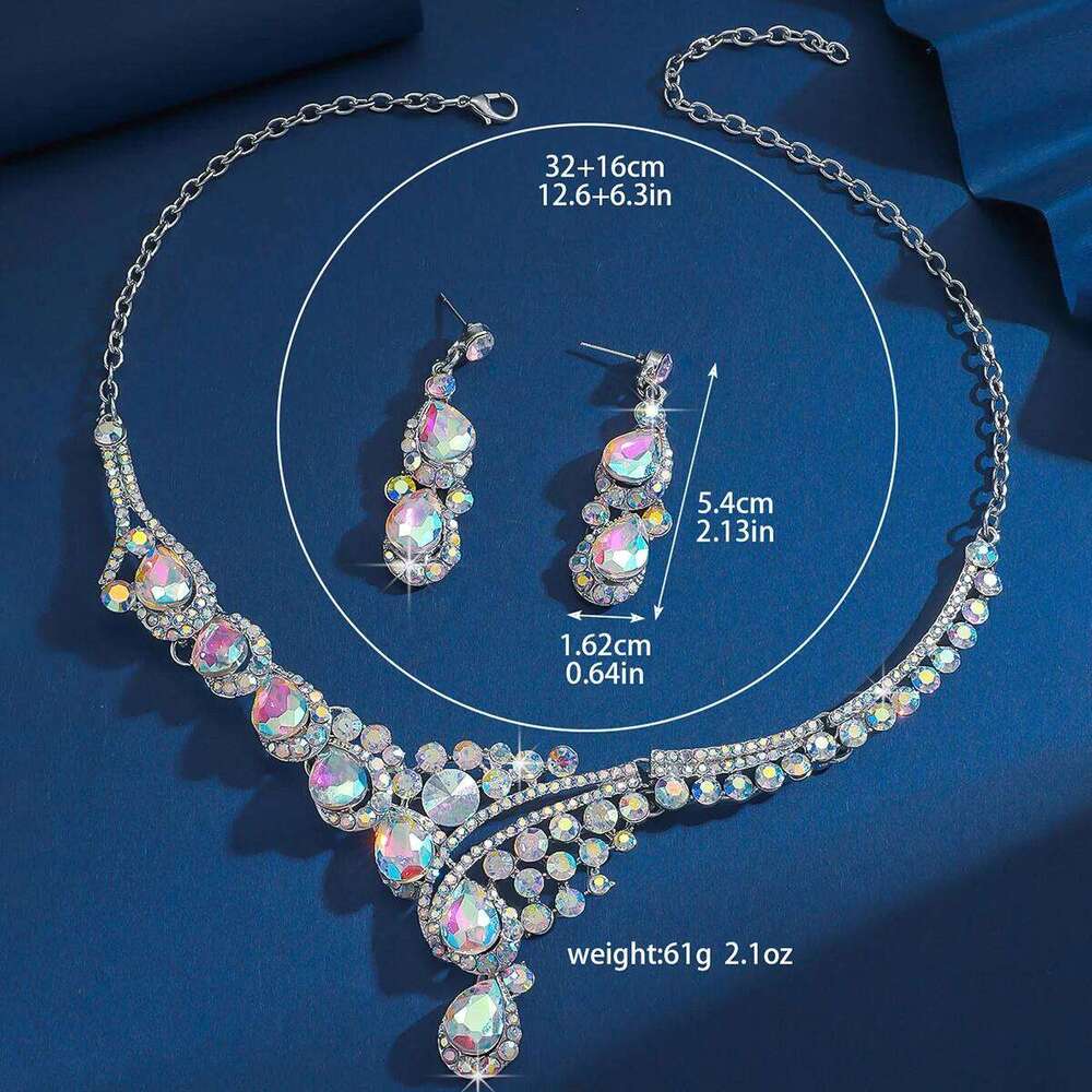 3PC Women's Season Fashion Water Drop Necklace Earrings Jewelry Set Suitable for Wedding Parties and Festival Gifts Z260313