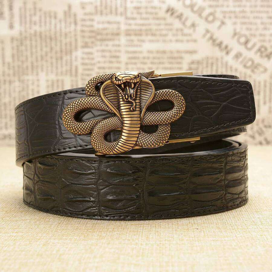 New Style Snake High Quality Genuine Leather Belts Strap Male Retro Cobra Automatic Buckle Belt for Men Z260226