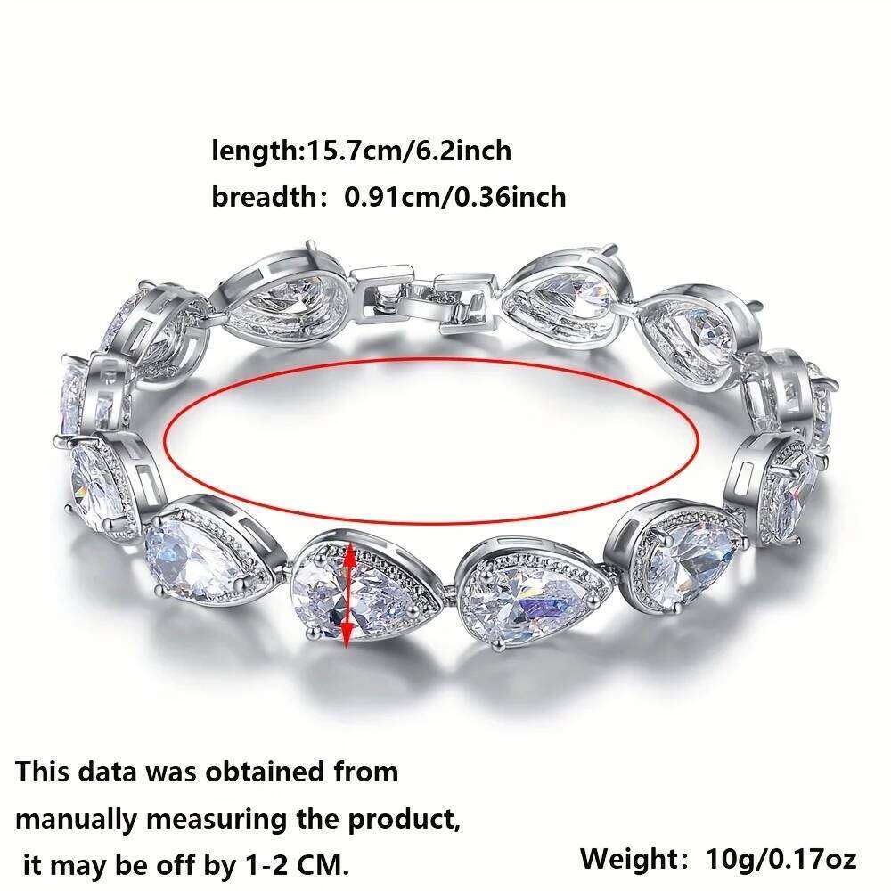 2025 New Luxury 18CM Angel Tears Pear silver color on hand Bracelet Bangle For Women Anniversary Gift Jewelry Bulk Sell S5448 Z260313