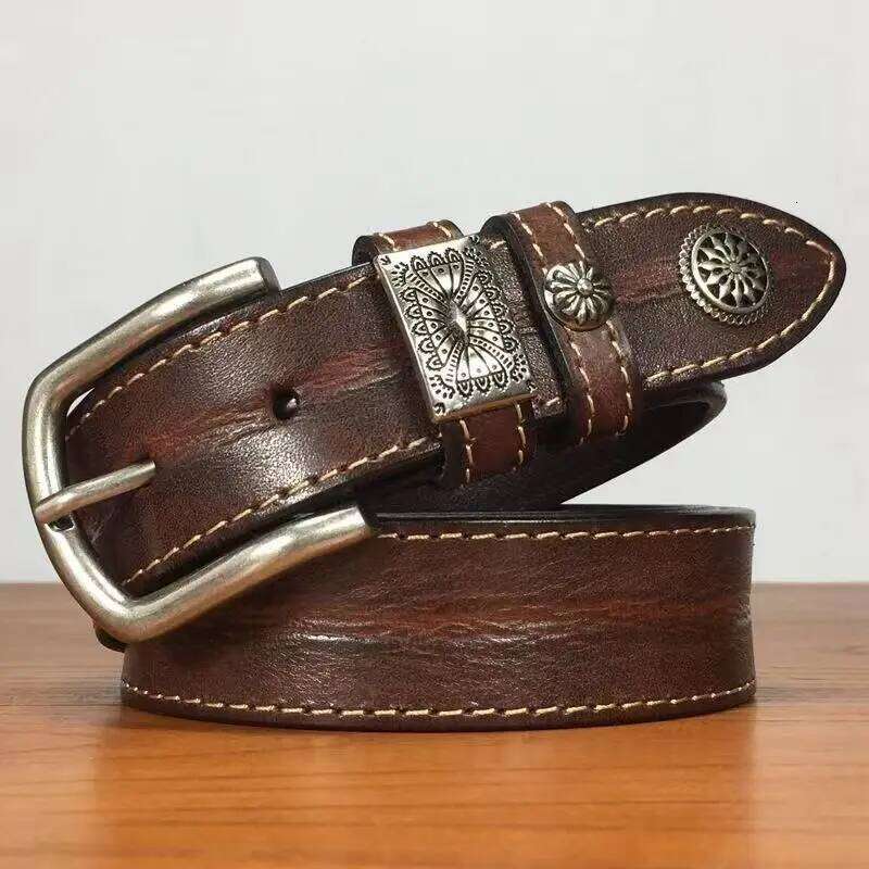 Full Grain Belts Waistband for Male Fashion Men Cow Leather Belt Black/Coffee Width:3.4cm Length:105-125cm Z260226