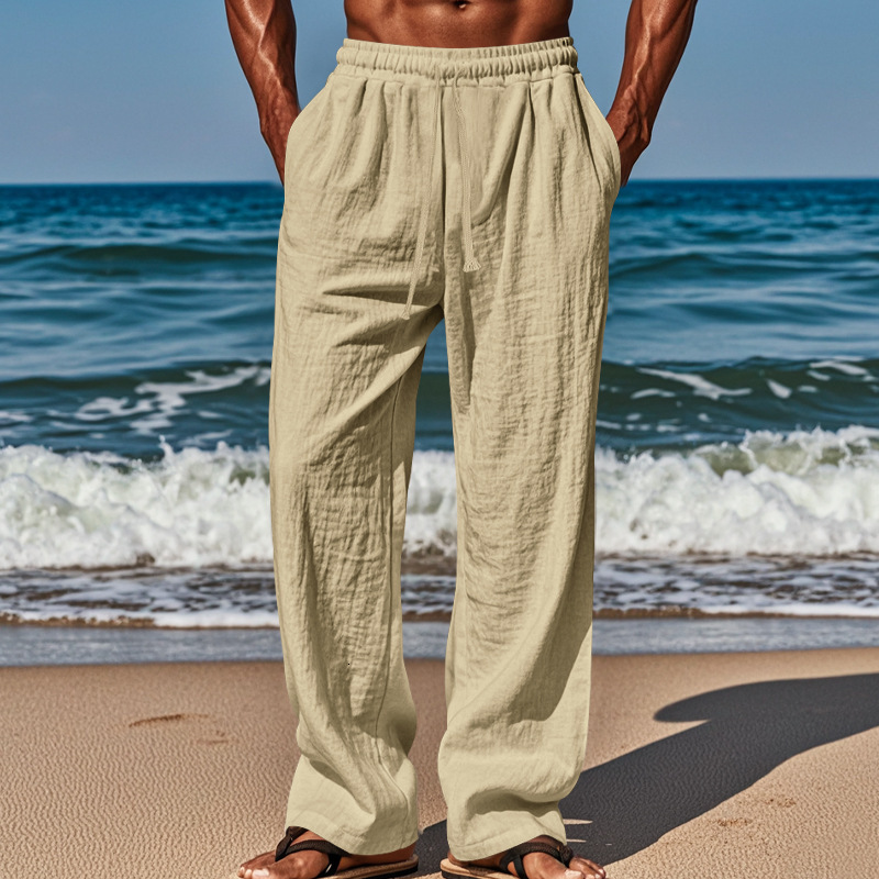 Essential Shorts Style Cotton Linen Plus Size Men's Pants Breathable Essentials Designer Shorts Shorts Solid Color Long Pants Basic Style Casual Wideleg Pants