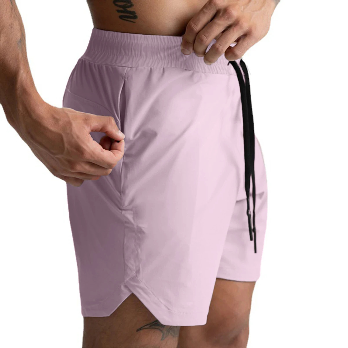 Mens Running Shorts SingleLayer Woven Quick Dry Gym Solid Color Fitness Sports Casual Workout Sportswear Fifth Pants 260312