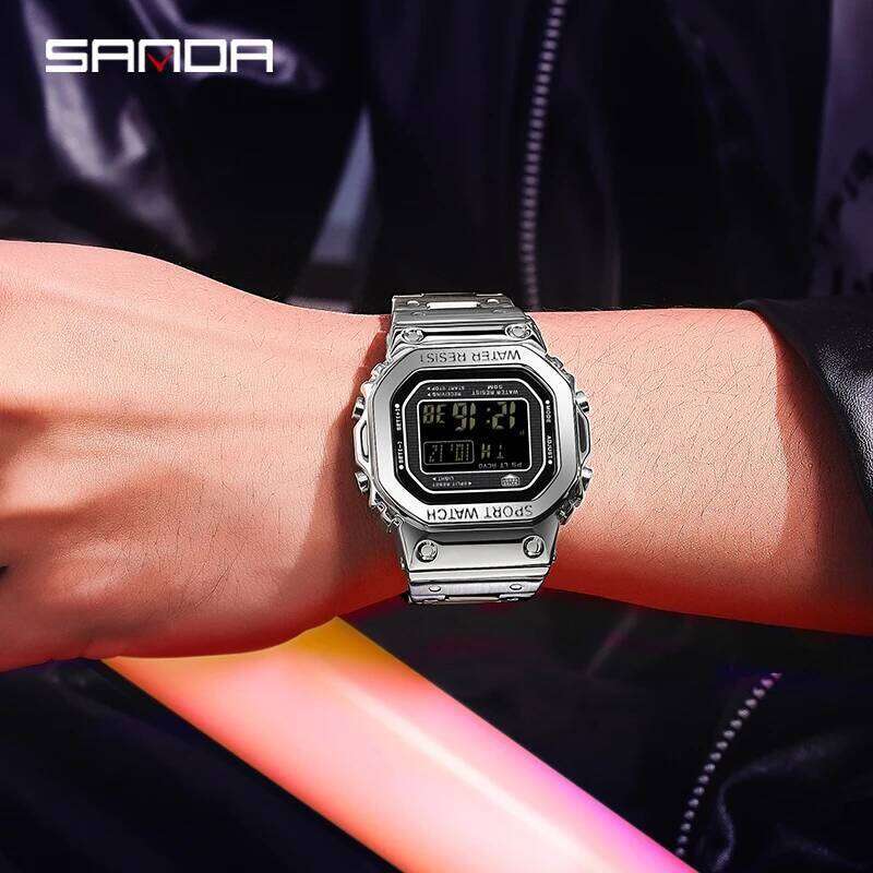 SANDA G Style Electronic Stainless Shockproof LED Digital Men's Military Waterproof Countdown Sports Watch