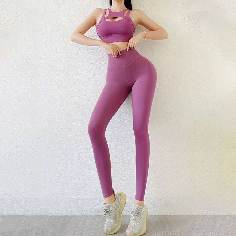 Fitness Sports Set Women S Tracksuit Piece Suit Yoga High Waist Leggings With Pocket Bra Workout Gym Outfit Clothes MAKOUFEI